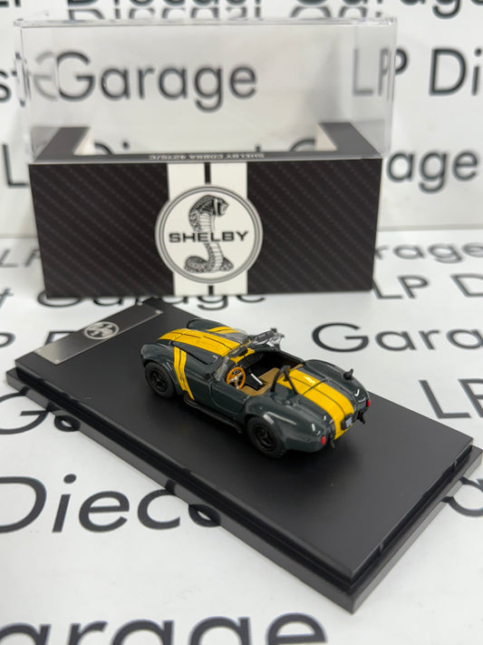 FINE WORKS 64 Shelby Cobra 427 S/C Dark Gray w/ Yellow Stripes 1:64 Diecast