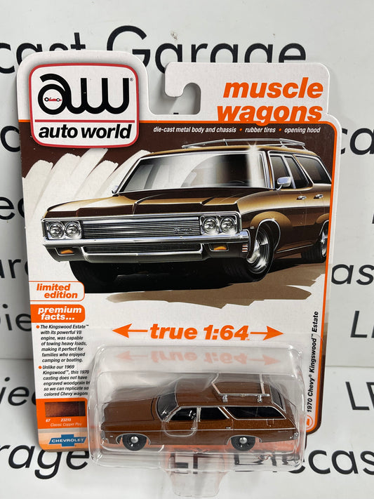 AUTO WORLD 1970 Chevy Kingswood Estate Copper 1:64 Diecast Muscle Wagons