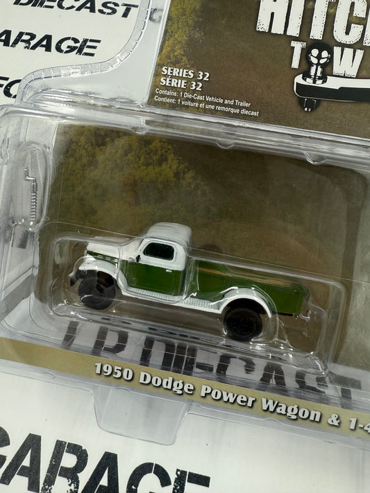 GREENLIGHT 1950 Dodge Power Wagon & Cargo Trailer Green 1:64 Diecast Hitch & Tow