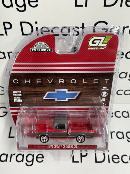 GREENLIGHT 1972 Chevrolet Cheyenne C10 Red Short Bed 1:64 Diecast Truck