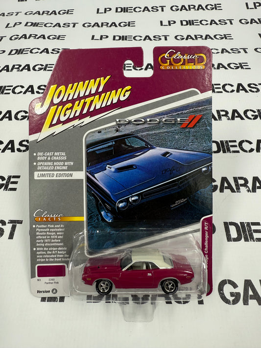 JOHNNY LIGHTNING 1971 Dodge Challenger R/T Pink 1:64 Diecast Classic Gold