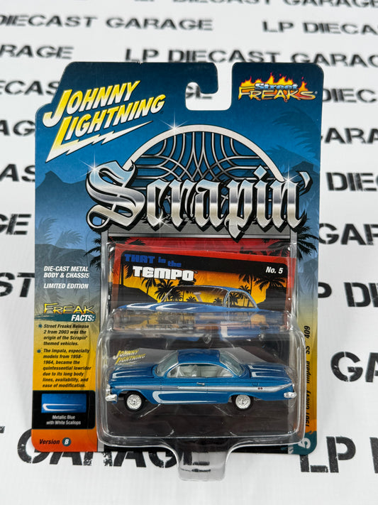 JOHNNY LIGHTNING 1961 Chevy Impala SS 409 Blue Lowrider 1:64 Diecast Scrapin