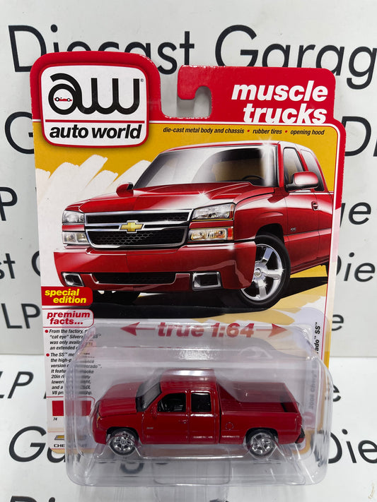 AUTO WORLD 2006 Chevy Silverado SS Victory Red 1:64 Diecast Muscle Trucks