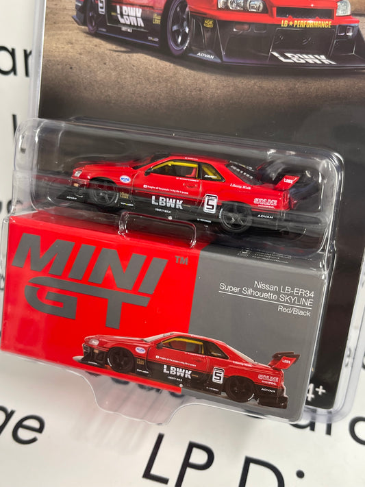 MINI GT Nissan LB-ER34 Super Silhouette Skyline Red 1:64 Diecast MiJo