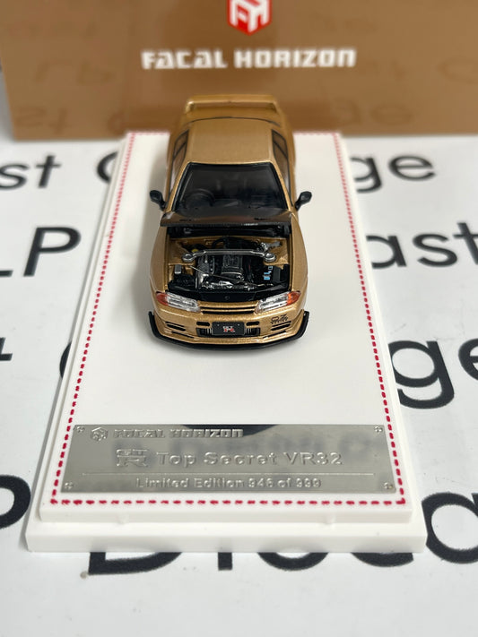 FACAL HORIZON Nissan Skyline GT-R Top Secret VR32 Gold 1:64 Diecast Ghost Player