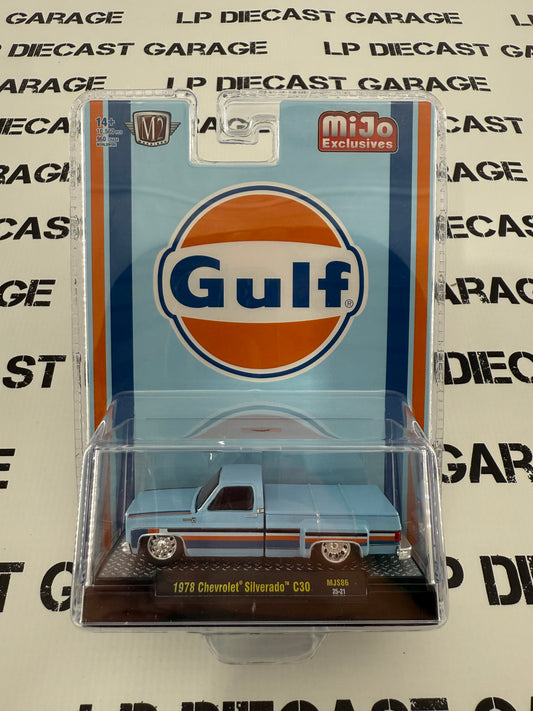 M2 1978 Chevrolet Silverado C30 Dually Gulf Truck 1:64 Diecast MiJo