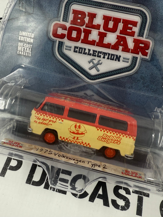 GREENLIGHT 1975 Volkswagen Type 2 Bubbie Burgers 1:64 Diecast Blue Collar