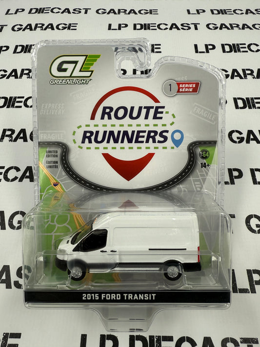 GREENLIGHT 2015 Ford Transit White Route Runners Van 1:64 Diecast
