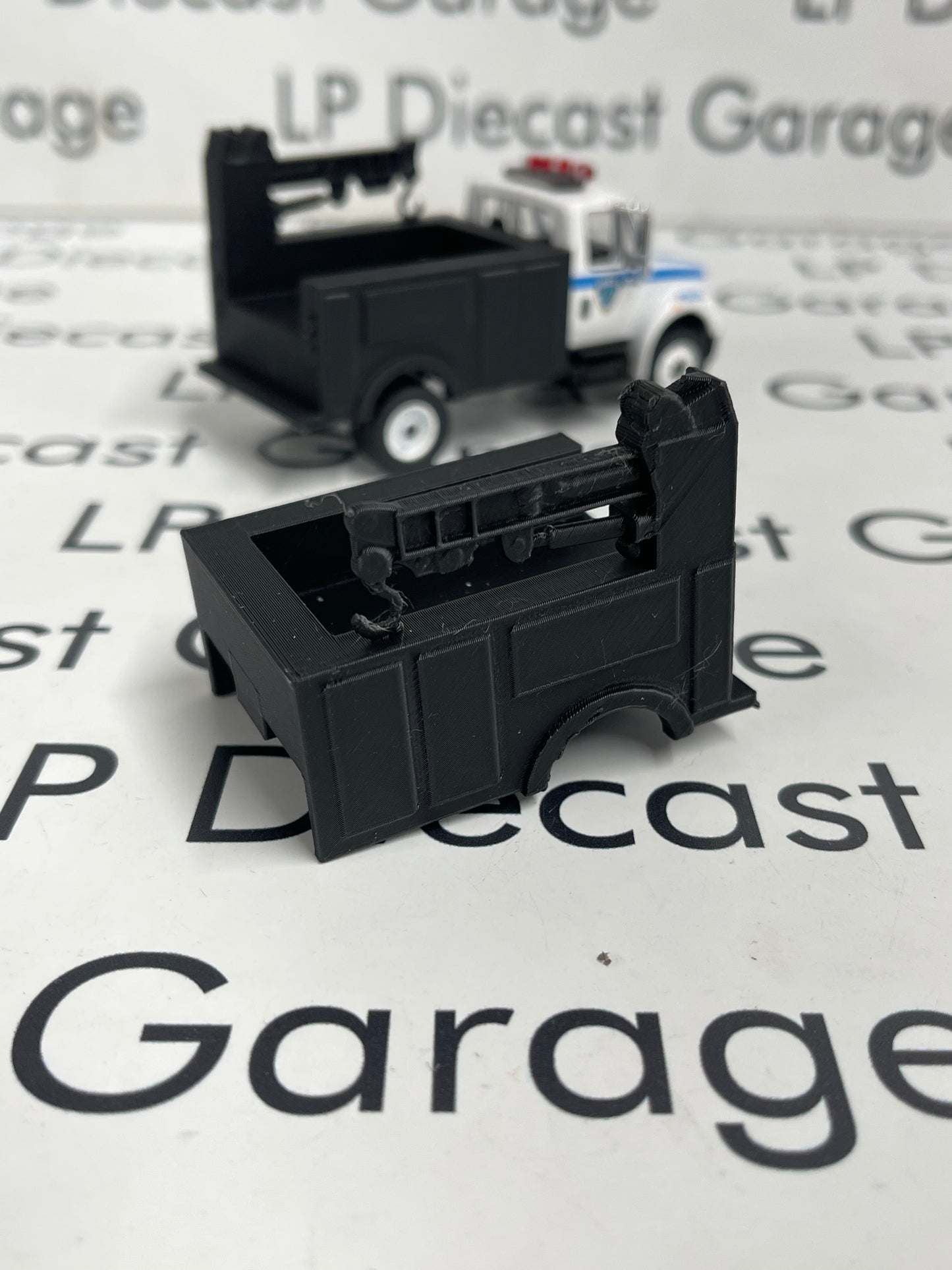 3D Printed Customs Black Service Bed Fits Greenlight International Durastar 1:64 Diecast Trucks