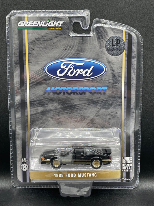 GREENLIGHT 1988 Ford Mustang Motorsport SLN Black Gold LP Exclusive 1:64 Diecast Promo