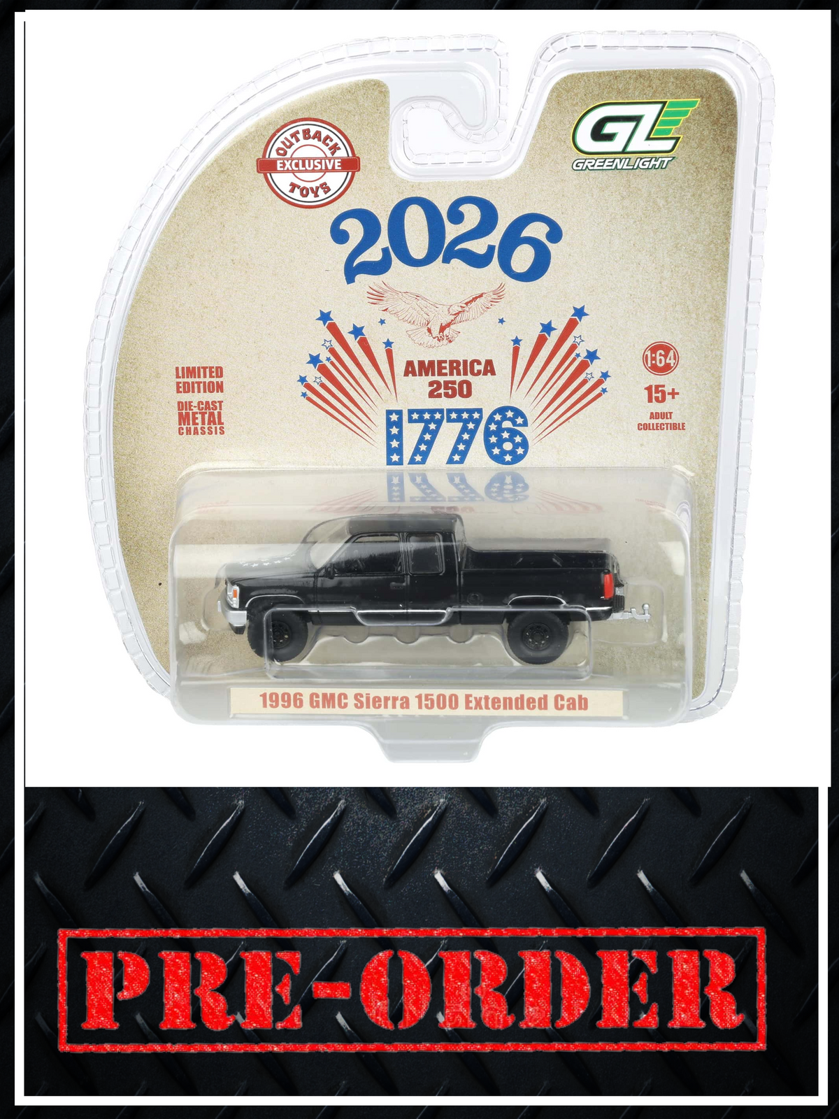 GREENLIGHT 1996 GMC Sierra USA 250 Years 1:64 Diecast OBT Exclusive PRE-ORDER