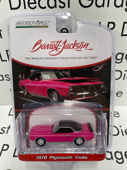 GREENLIGHT 1970 Plymouth Cuda Pink w/ Black Vinyl Top 1:64 Diecast Barrett Jackson