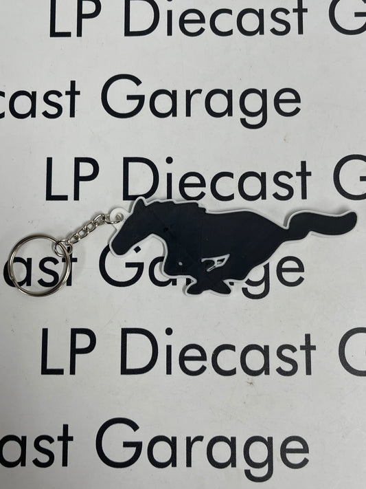 3D Printed Customs Running Horse Mustang Black Keychain NOT Diecast