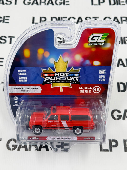 GREENLIGHT 1991 GMC Suburban Canadian Coast Guard 1:64 Diecast Hot Pursuit