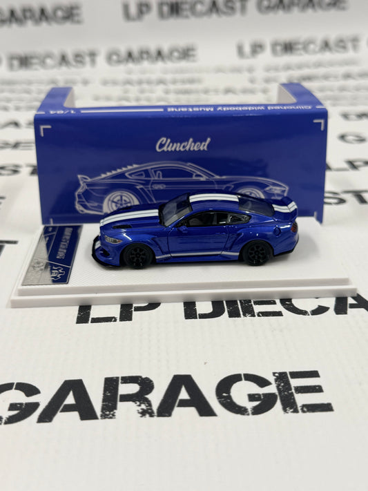 LIBERTY64 Ford Mustang Clinched Blue w/ White Stripes 1:64 Diecast Ghost Player