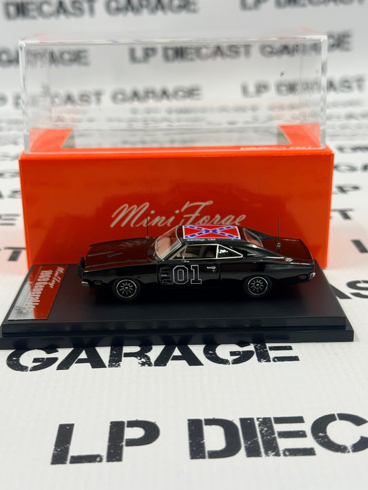 MINI FORGE 1969 Dodge Charger R/T General Lee Black 1:64 Diecast