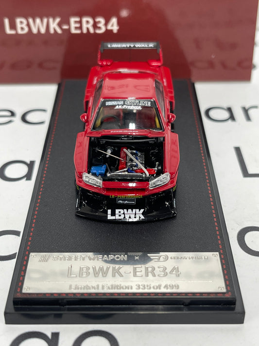 STREET WEAPON Ghost Player Nissan Skyline GT-R LBWK-ER34 Red with Opening Hood 1:64 Diecast