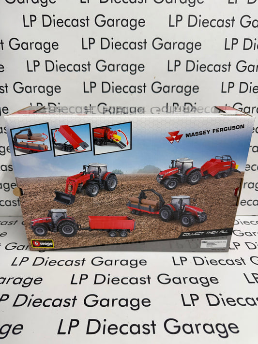BBURAGO Farm Massey Ferguson 8740S Tractor 1:50 Diecast Set