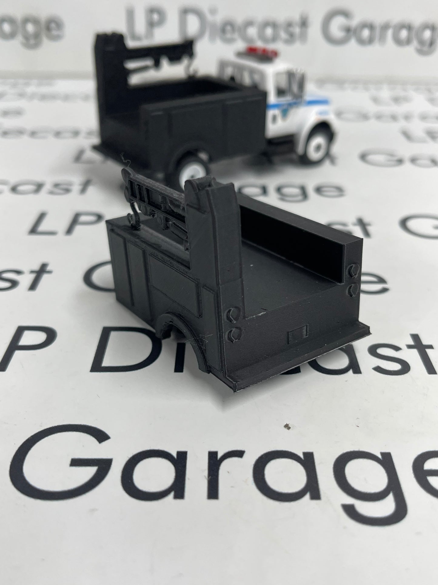 3D Printed Customs Black Service Bed Fits Greenlight International Durastar 1:64 Diecast Trucks