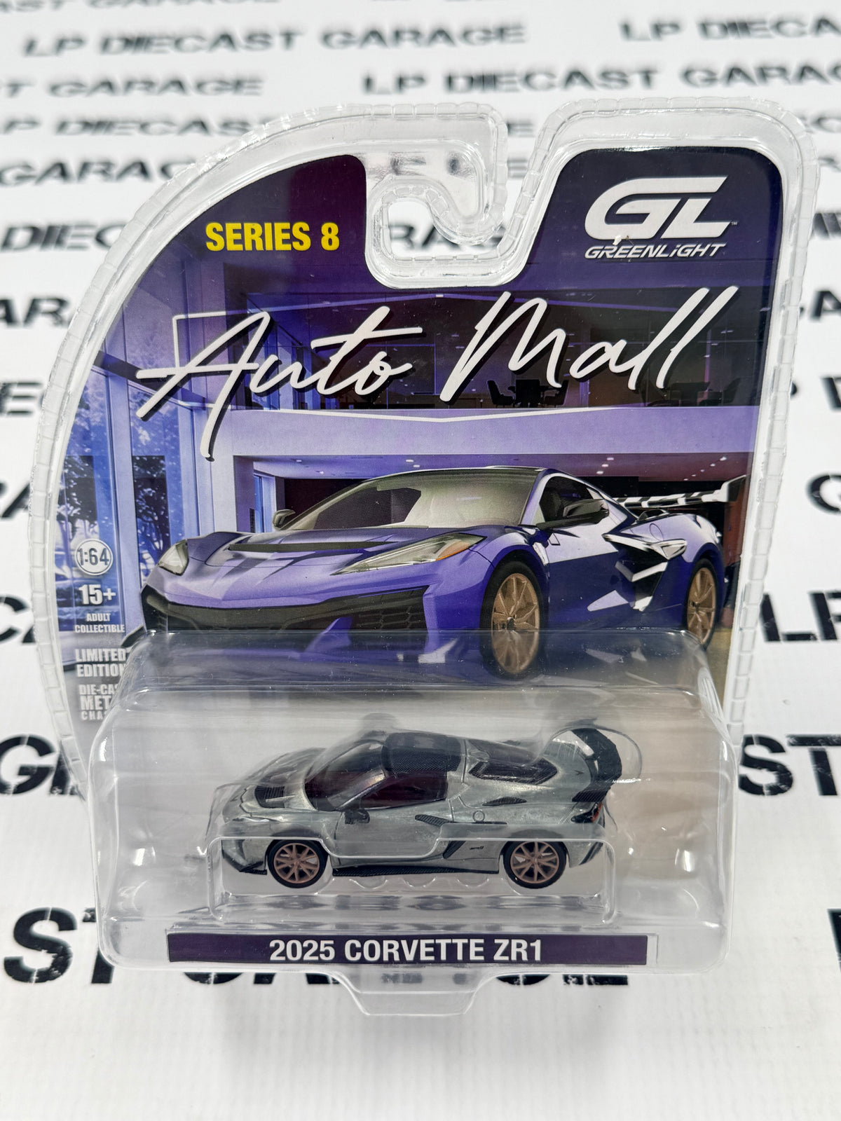 RAW CHASE GREENLIGHT 2025 Chevrolet Corvette ZR1 Purple 1:64 Diecast Auto Mall