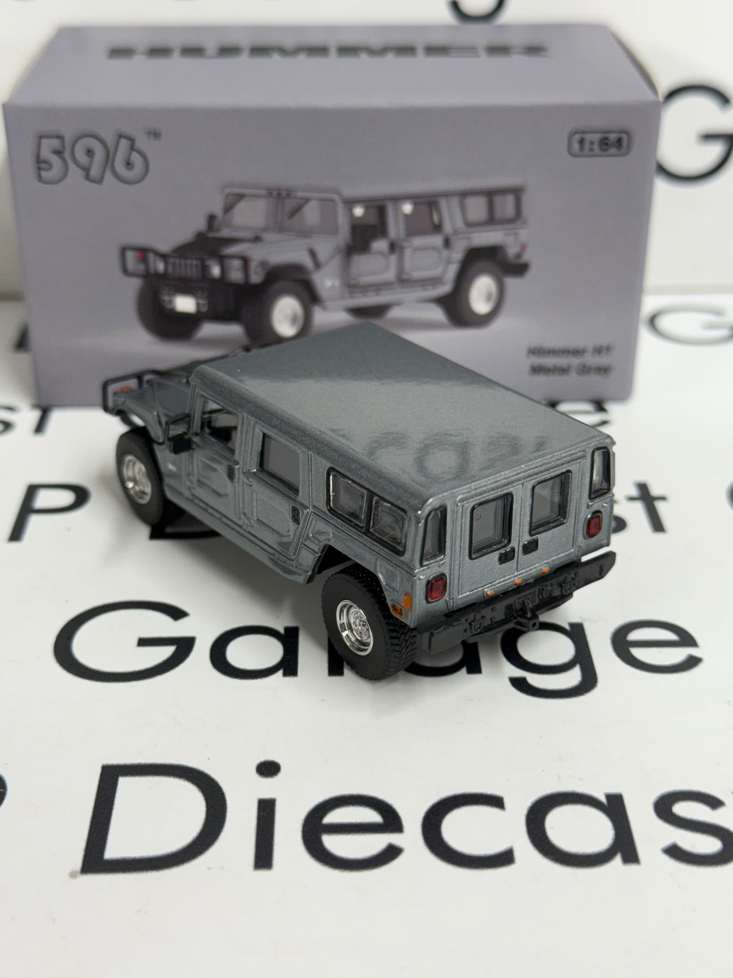 596 Model Hummer H1 Metal Gray 1:64 Diecast Opening Hood