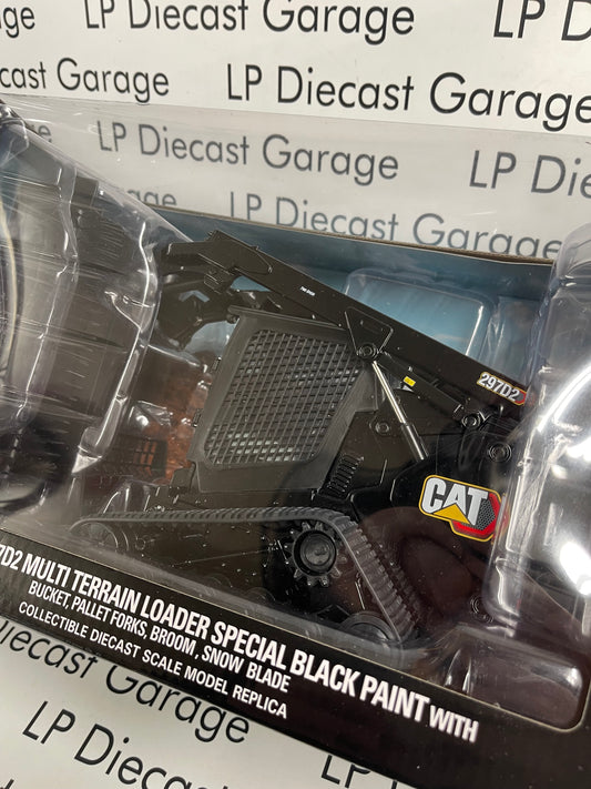 DIECAST MASTERS CAT 297D2 Multi Terrain Loader w/ Attachments BLACK 1:16 Diecast