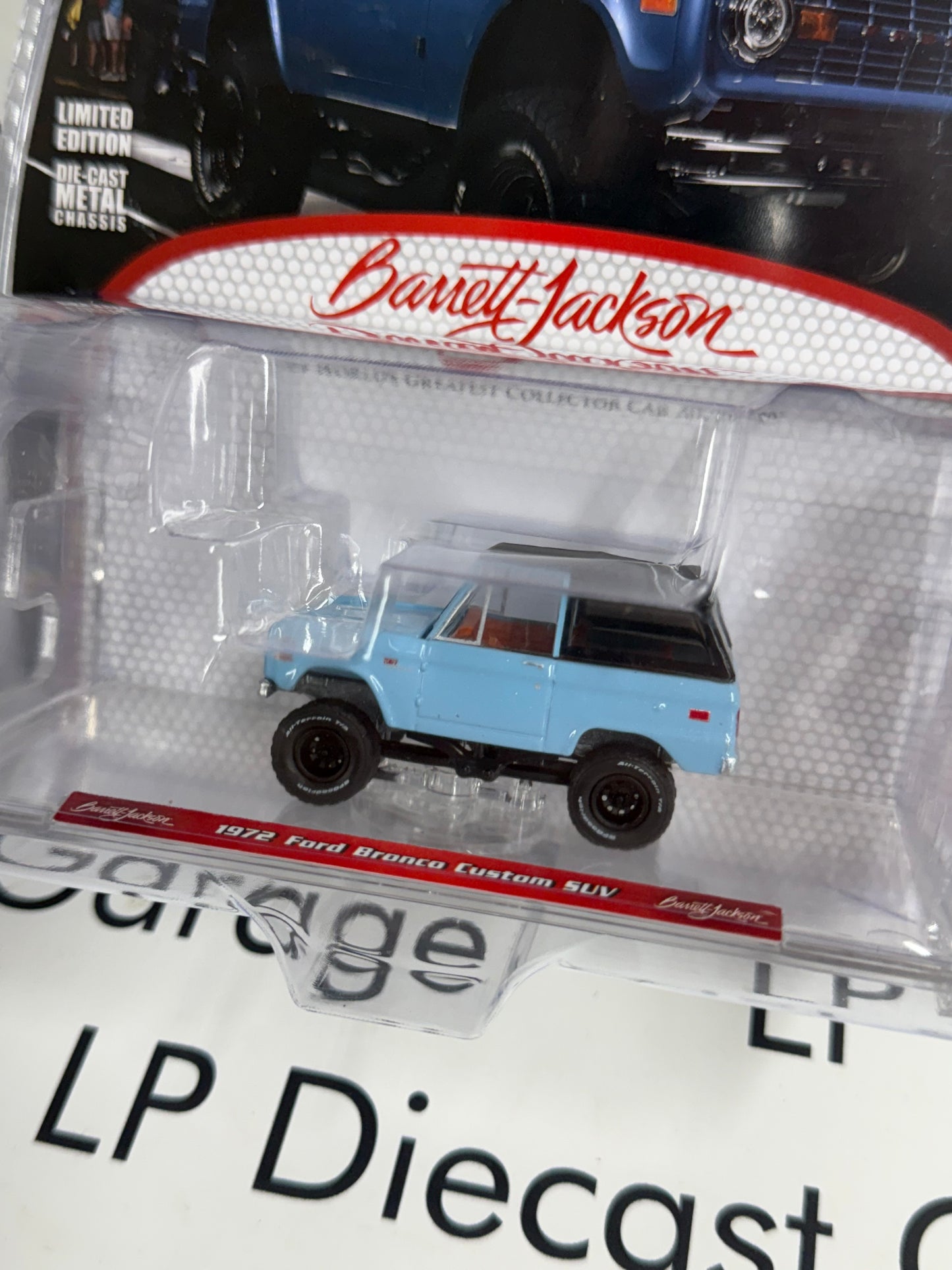GREENLIGHT 1972 Ford Bronco Custom Blue 1:64 Diecast Barrett Jackson