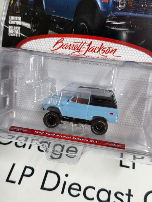 GREENLIGHT 1972 Ford Bronco Custom Blue 1:64 Diecast Barrett Jackson