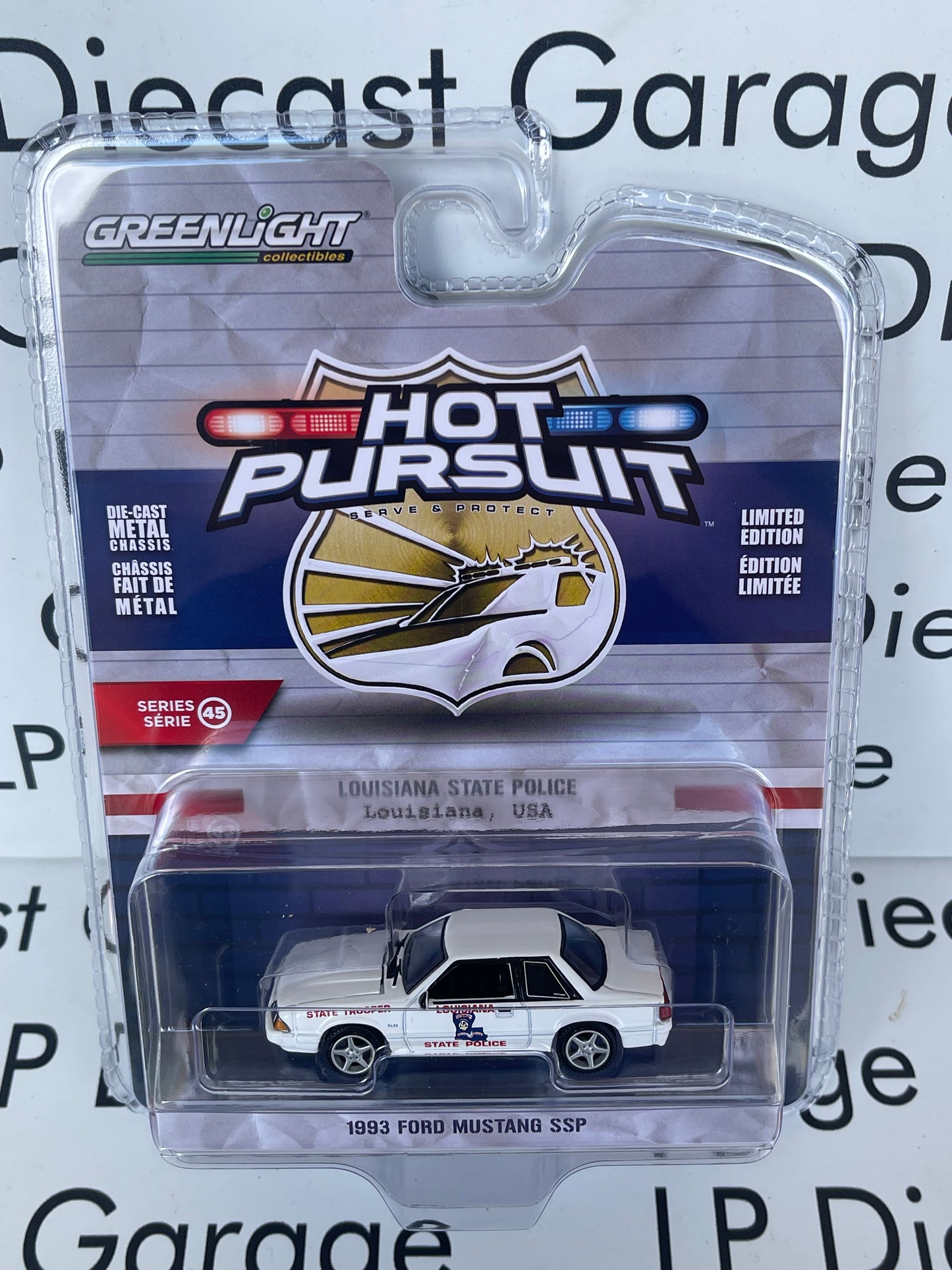 GREENLIGHT 1993 Ford Mustang SSP Louisiana State Police 1:64 Diecast Hot Pursuit