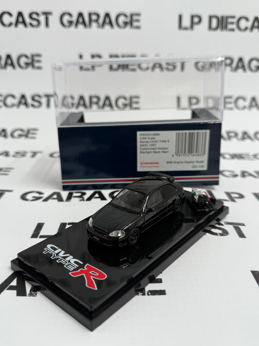 HOBBY JAPAN 1997 Honda Civic EK9 w/ Engine Black 1:64 Diecast