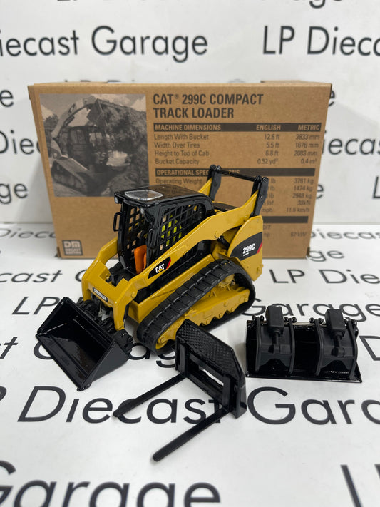 DIECAST MASTERS CAT 299C Compact Track Loader w/ Attachments 1:32 Diecast