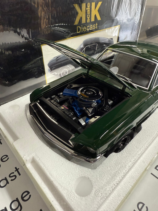 KK Scale 1968 Ford Mustang GT Highland Green Bullitt 1:12 Diecast