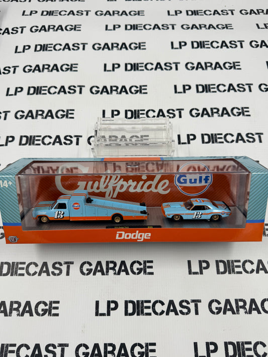 M2 Haulers 1974 Dodge Ramp Truck & 1970 Challenger Gulf 1:64 Diecast