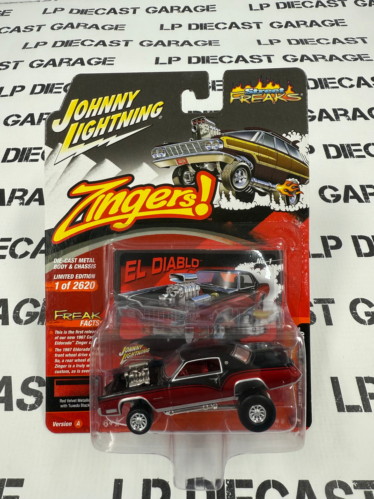 JOHNNY LIGHTNING 1967 Cadillac Eldorado Red Black 1:64 Diecast Street Freaks