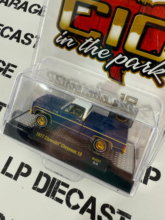 CHASE M2 1977 Chevrolet Cheyenne 10 Blue 1:64 Diecast C10s in the Park