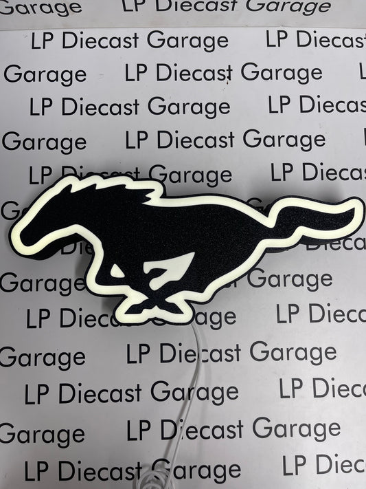 3D Printed Customs 13" Running Horse Mustang LED Lighted Sign Black NOT Diecast