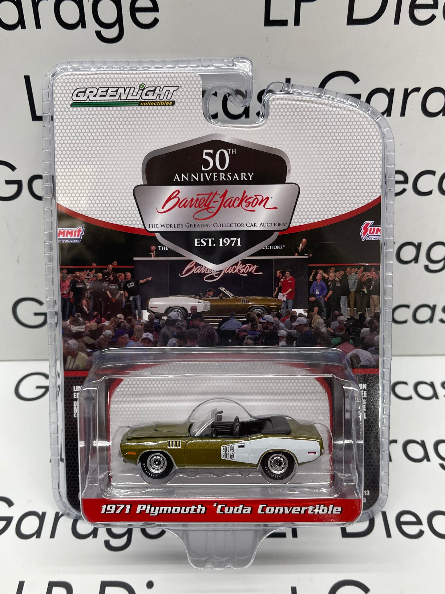 GREENLIGHT 1971 Plymouth Cuda Convertible 383 Gold 1:64 Diecast Barrett Jackson