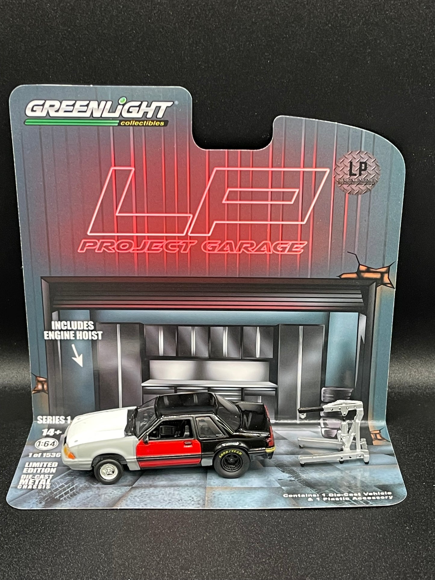GREENLIGHT 1987 Ford Mustang LX w/Hoist Black Project  LP Exclusive 1:64 Diecast Promo