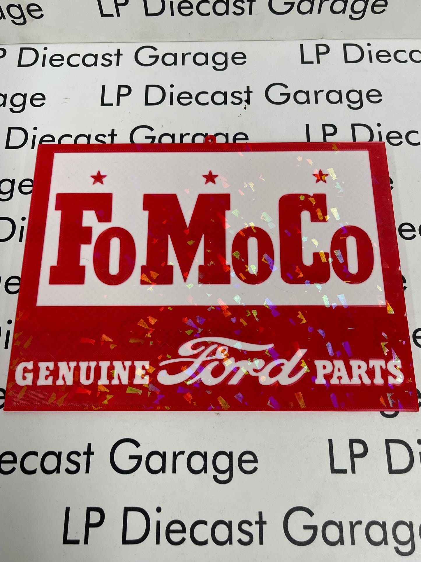 3D Printed Customs 10" FoMoCo Parts Red Flat Sign NOT Diecast