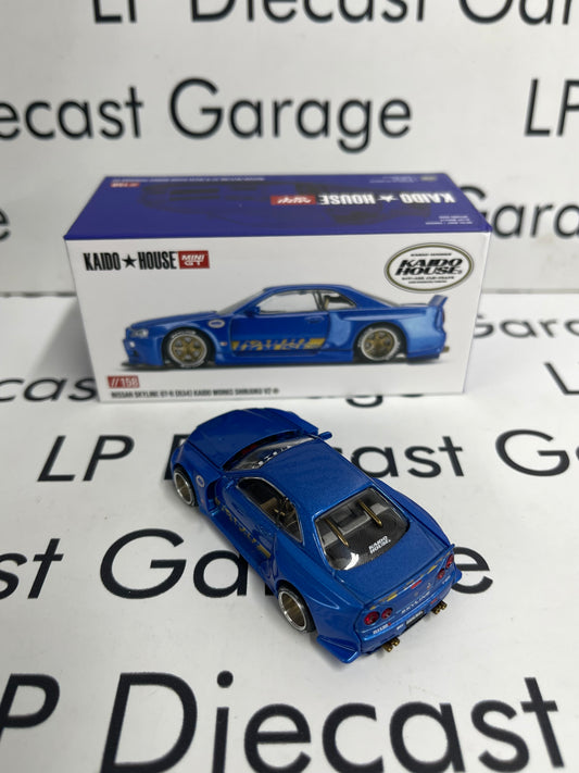 MINI GT KAIDO HOUSE Nissan Skyline GT-R R34 V2 Blue 1:64 Diecast