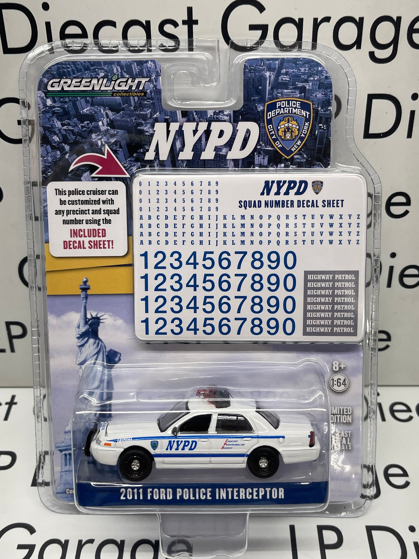 GREENLIGHT 2011 Ford Police Interceptor NYPD w/ Decal Sheet 1:64 Diecast
