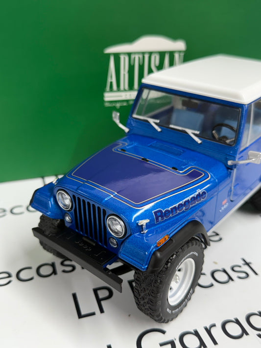 GREENLIGHT 1978 Jeep CJ-7 Renegade Captain Blue Metallic 1:18 Diecast Artisan Collection