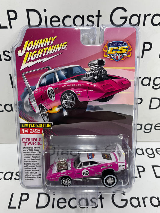 JOHNNY LIGHTNING 1969 Dodge Daytona Pink #69 Graphic 1:64 Diecast CS Customs