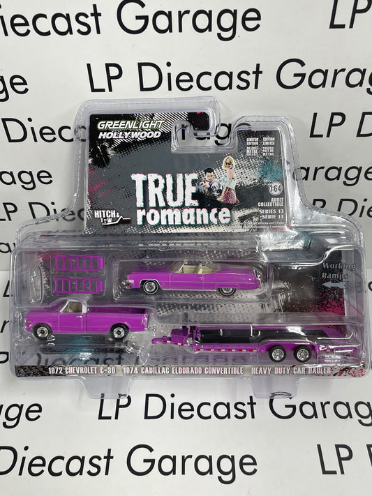 GREENLIGHT 1972 Chevrolet C-30 1974 Cadillac Pink True Romance 1:64 Diecast