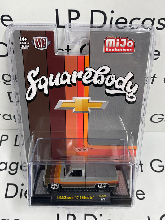 M2 1978 Chevrolet C10 Silverado Gray w/ Stripes 1:64 Diecast MiJo