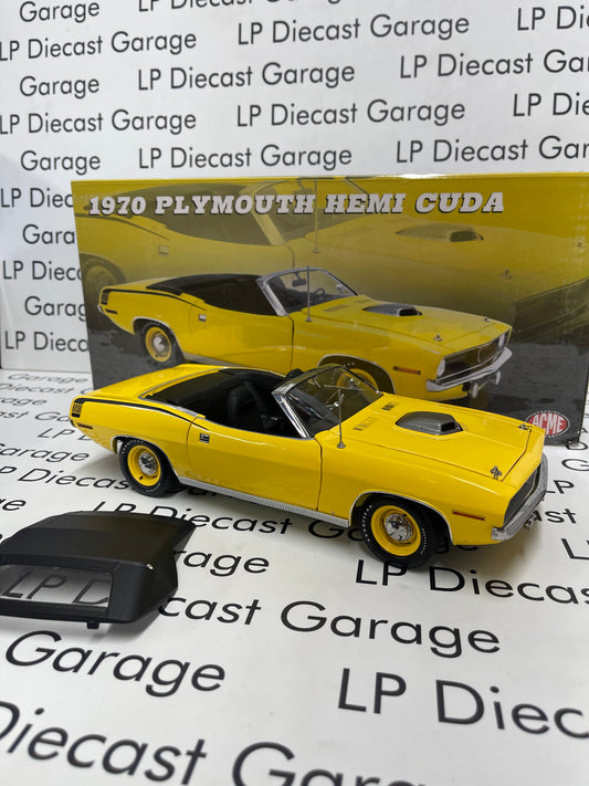 ACME 1970 Plymouth Hemi Cuda Convertible Yellow 1:18 Diecast A1806129