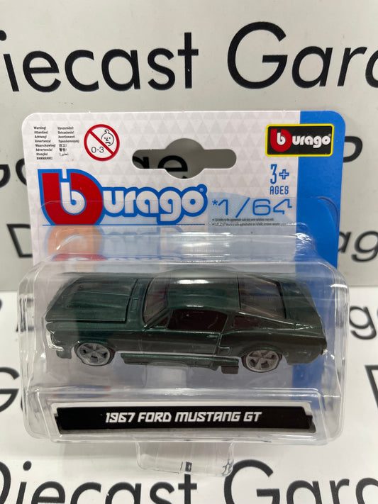 BBURAGO 1967 Ford Mustang GT Dark Green Fastback 1:64 Diecast