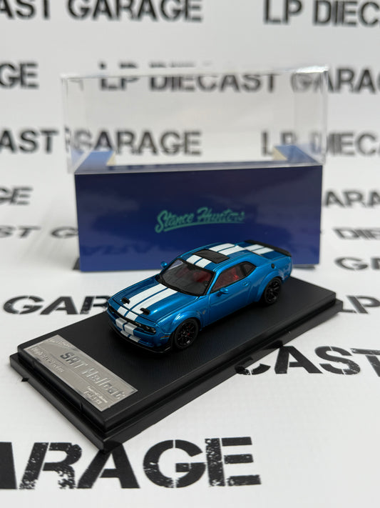 STANCE HUNTERS 2023 Dodge Challenger SRT Hellcat Blue w/White Stripes 1:64 Diecast