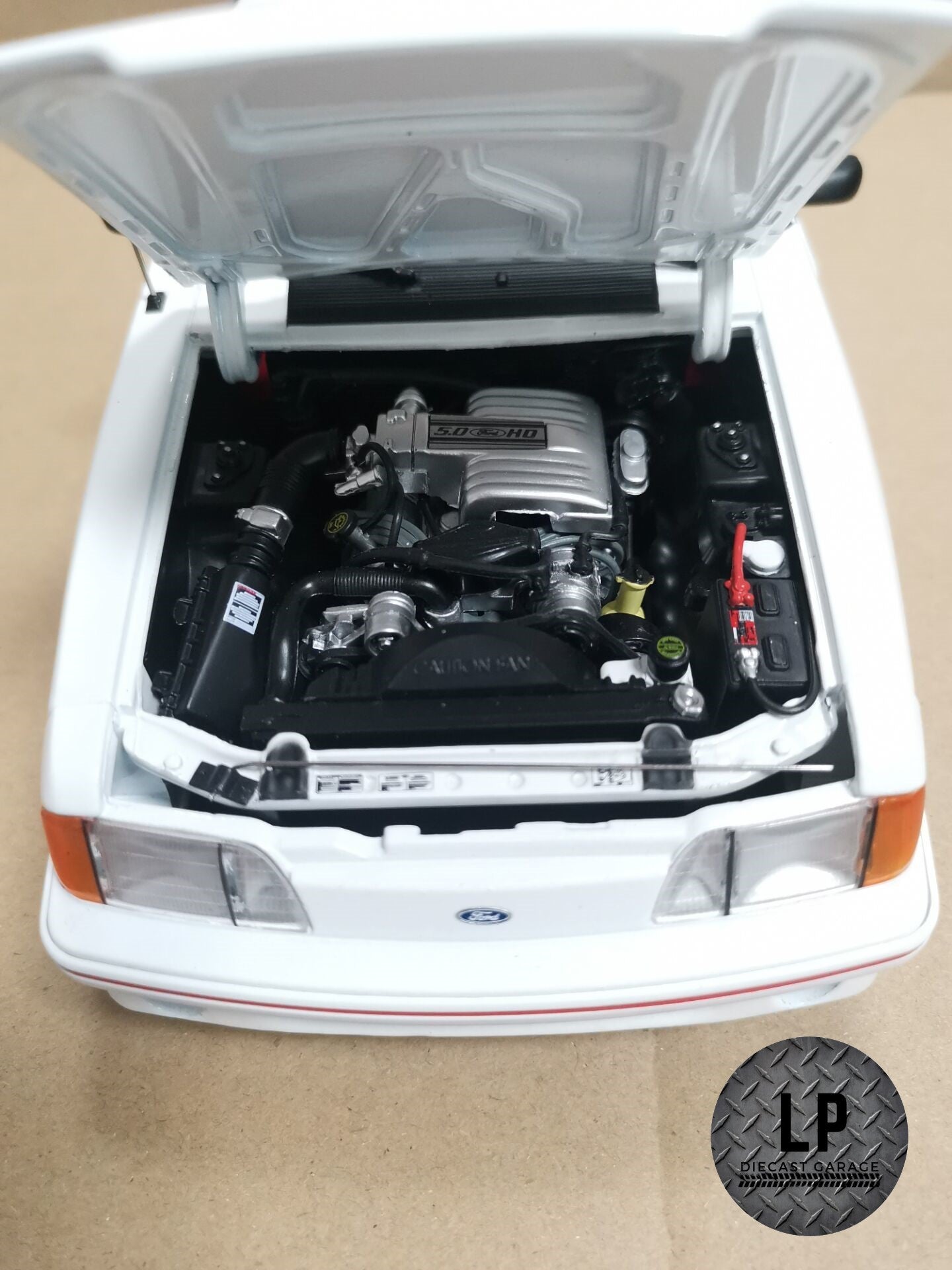*PRE-ORDER* GMP 1988 Ford Mustang GT Oxford White w/ Red Body Stripe LP Diecast Garage Exclusive 1:18 Diecast Q4 2023 Release