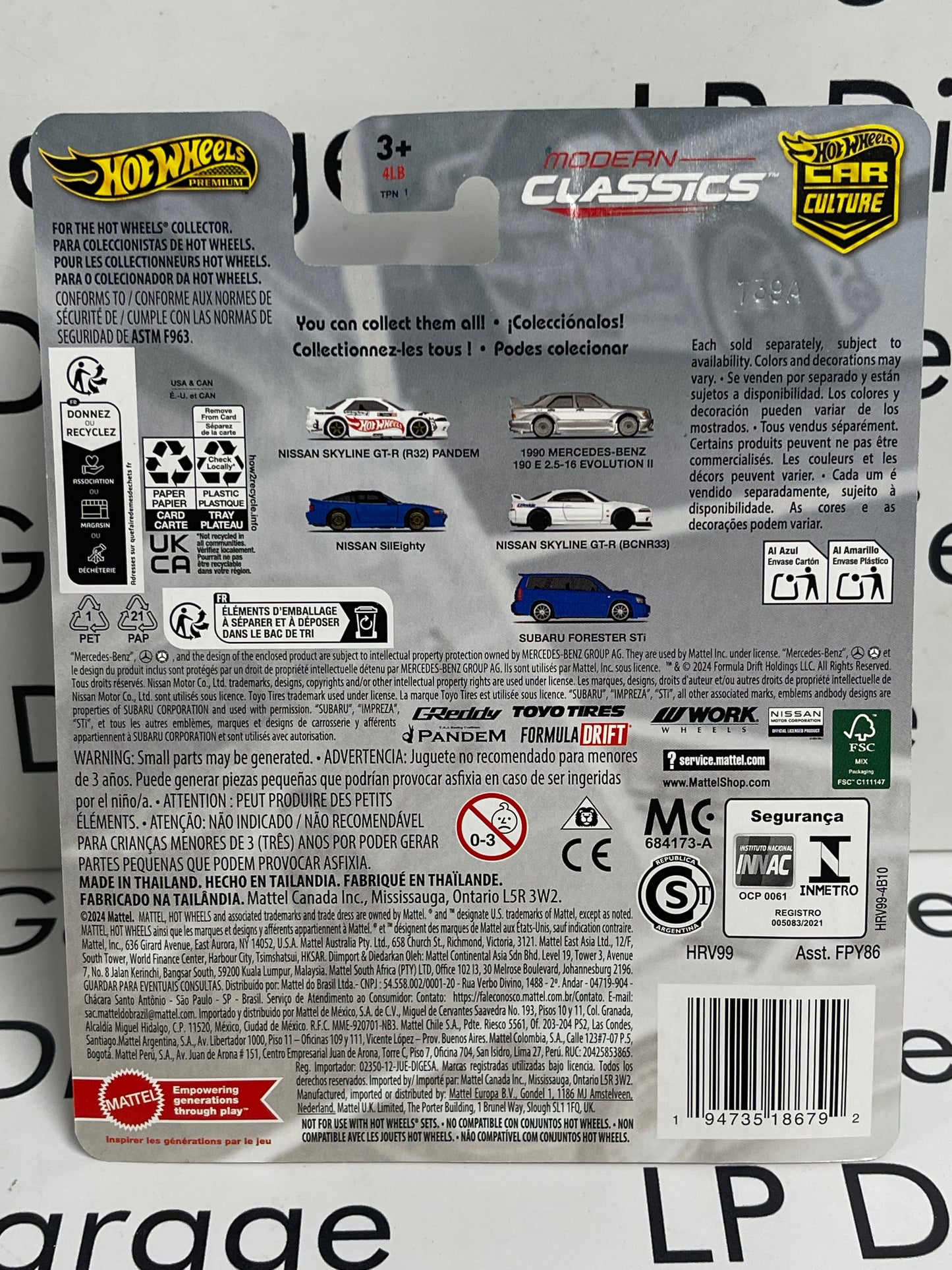 HOT WHEELS Nissan Skyline GT-R (BCNR33) White GReddy 1:64 Diecast Modern Classics